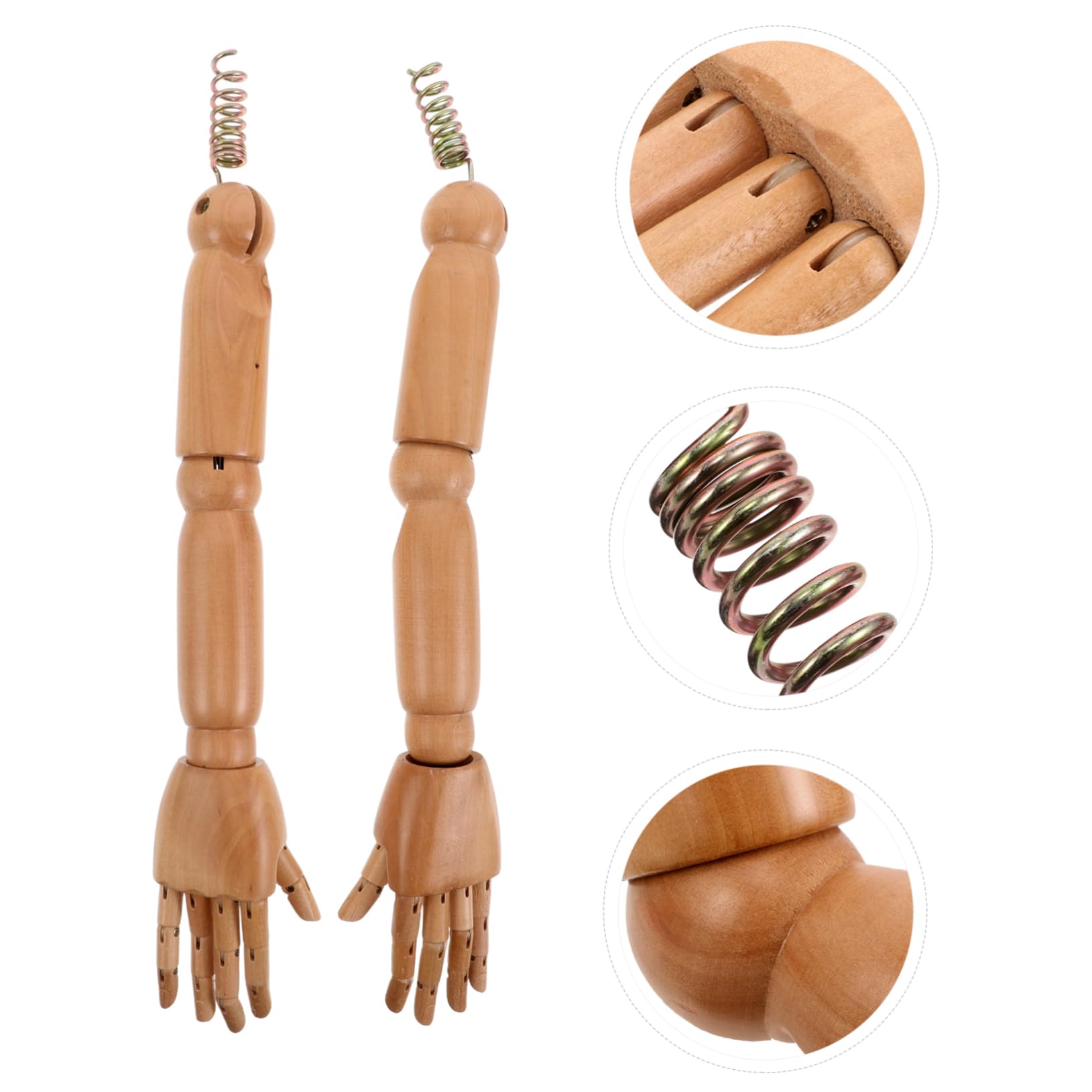 WOONEKY Bras de Mannequin Articulé en Bois avec Mains, Lot de 1 Paire