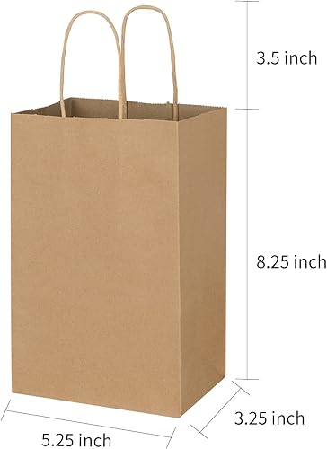 Miniatura 8 de Toovip Cada paquete de 100 bolsas pequeñas de papel kraft marrón y negro con asas a granel