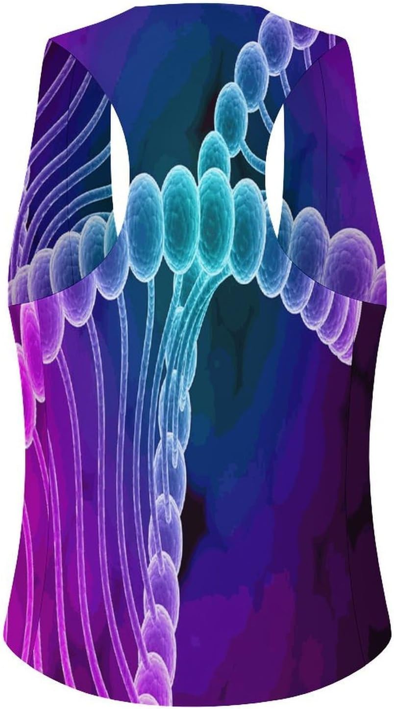 Rainbow DNA Double Helix Women's Suit Vest V Neck Button Down Waistcoat Jacket Business Casual Tops