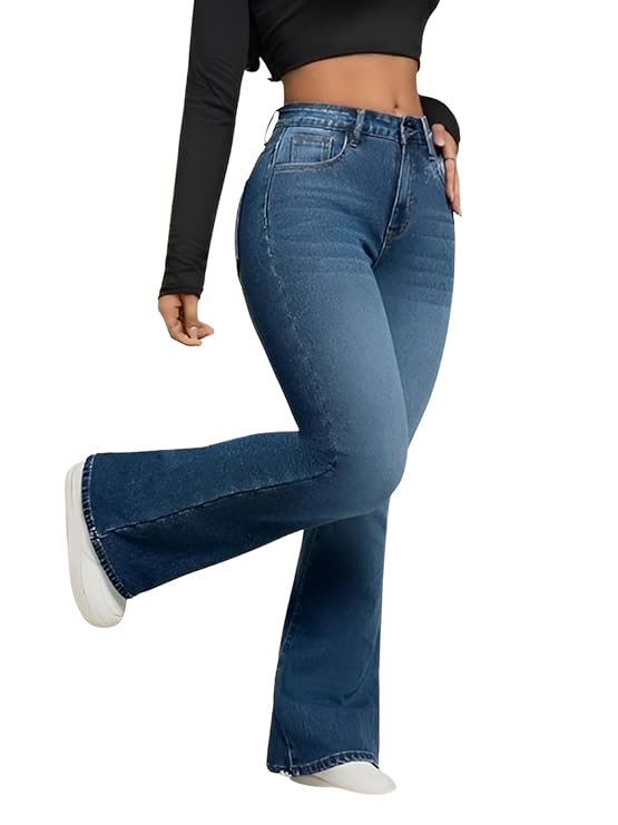 High Waist Blue Bootcut Jeans