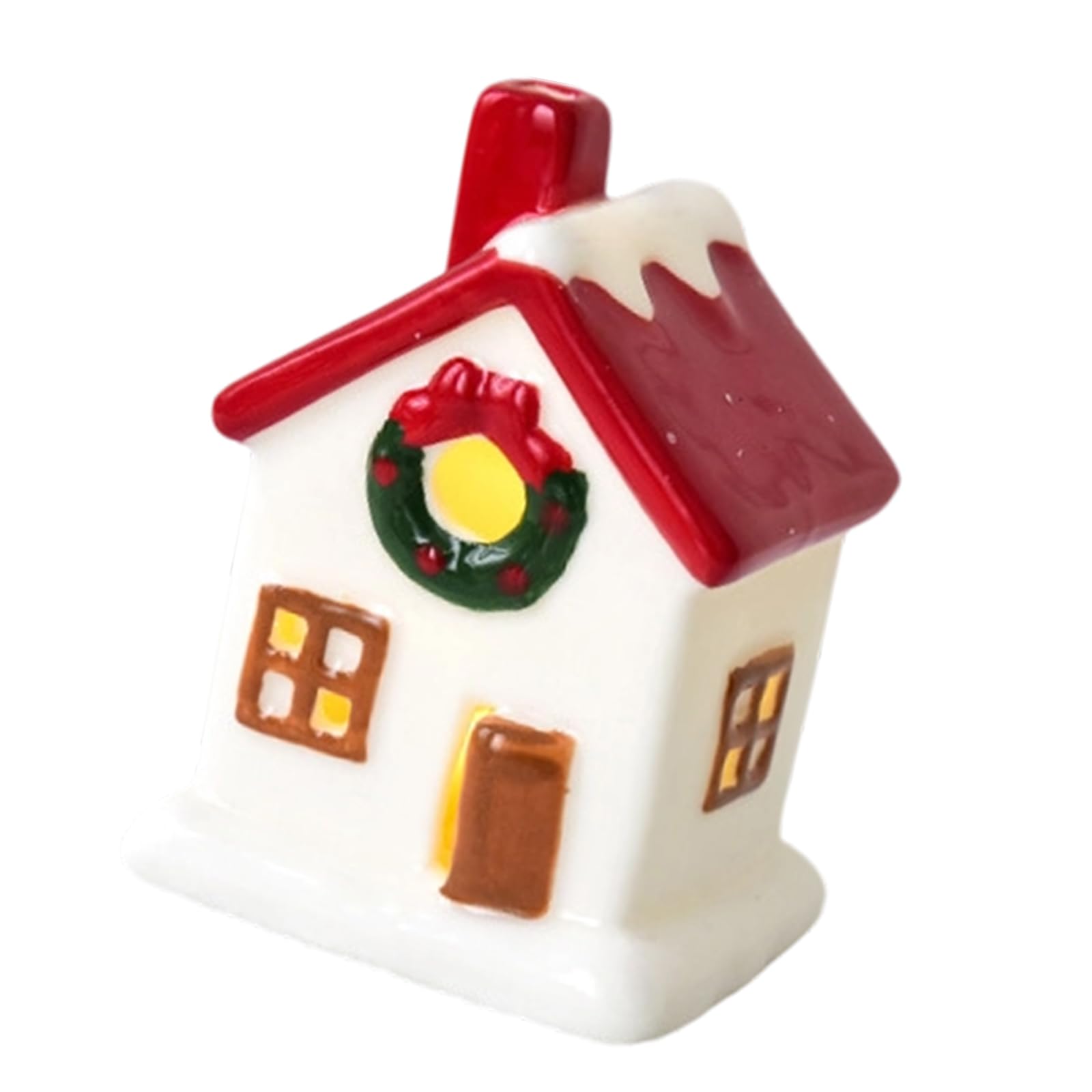 Battery Operated Ceramic House Christmas Decoration Charm Cottage for Festival Home Décorations Winter Village Decors Ceramic Houses