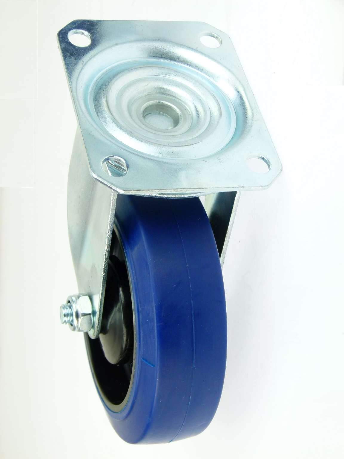 2 Satz 125 mm BLUE WHEELS Bockrollen + Lenkrollen ohne Bremse Transportrollen Schwerlastrollen 165 kg/Rad Blau - INDUSTRIEQALITÄT ECO (2 Satz Lenk/Bock)