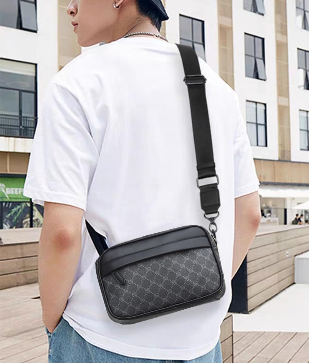 Sacs bandoulière homme,Sacoche Bandouliere Multifonctionnel,Sac à Bandoulière vintage shoulder pour homme,Sacs business,petit Étanche loisirs sac à dos,pour le travail,les voyages (Noir)