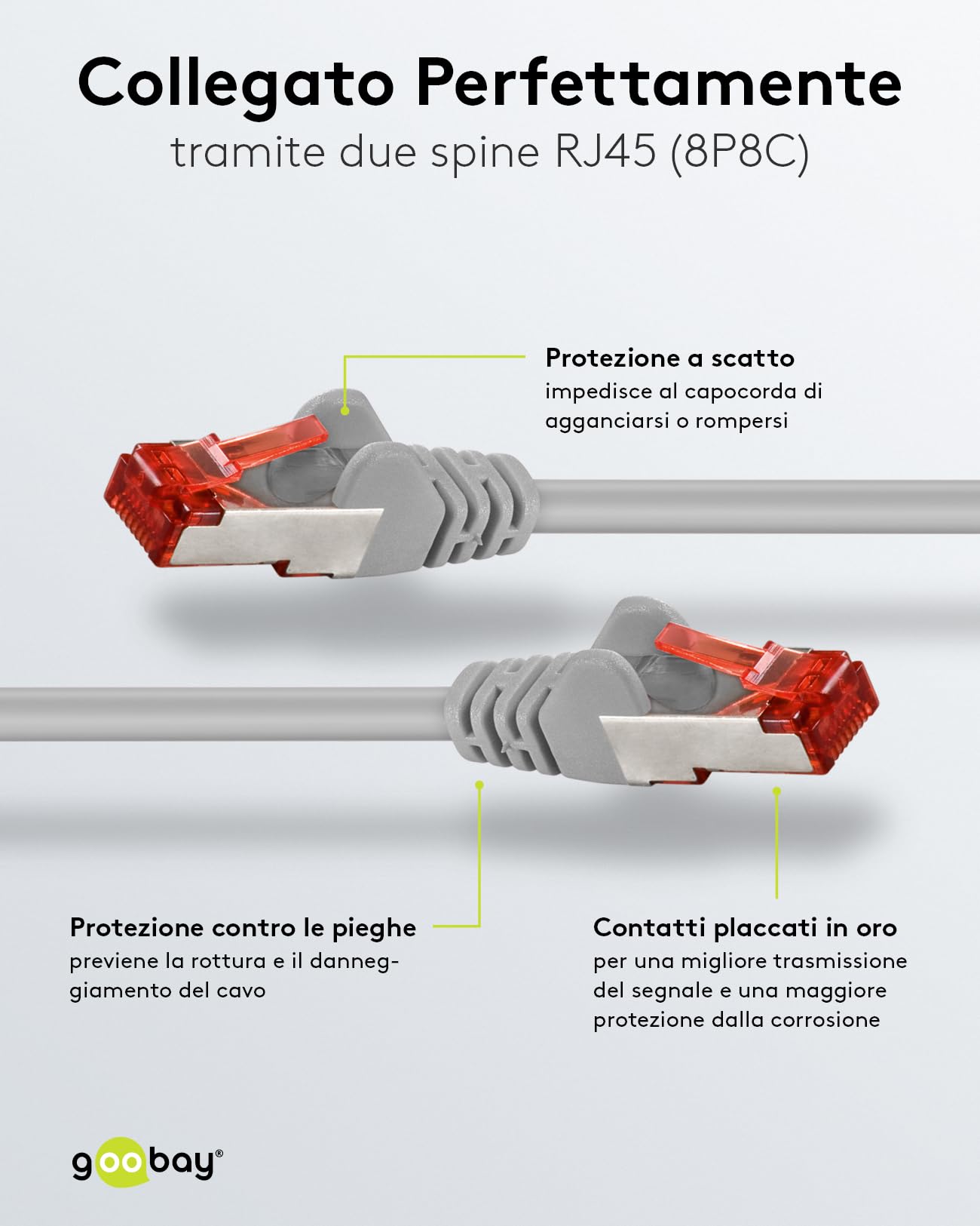 Goobay, cavo CAT, 1m, Grau, 1 - Vista 3