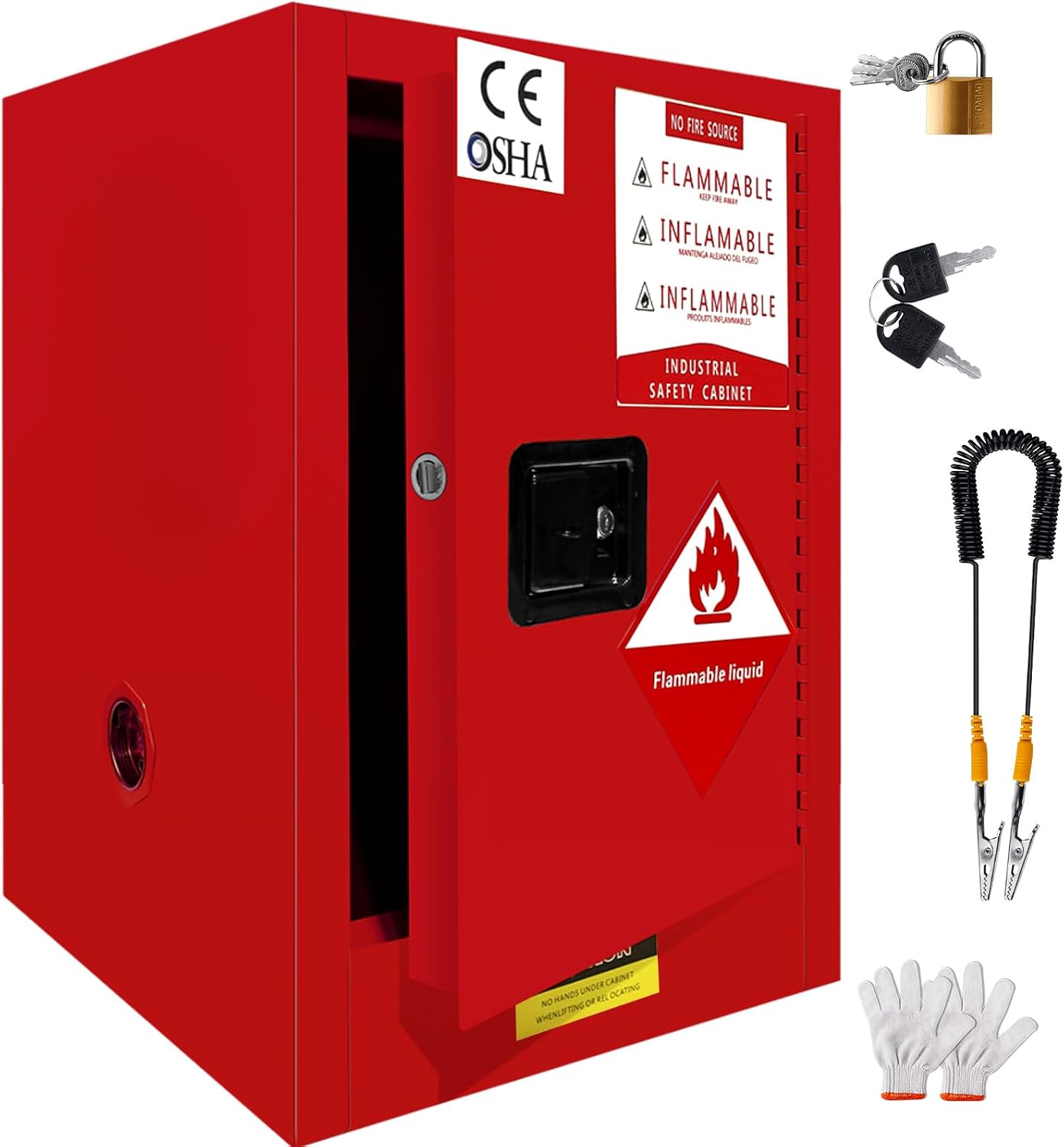 35" H × 23" D × 18" W Industrial Flammable Liquid Storage Cabinet-Flammable Storage Cabinet- Fire-Resistant Steel Safety Cabinet with 3-Point Lock, 2 Leak-Proof Sump & Ventilation,for Chemical Storage