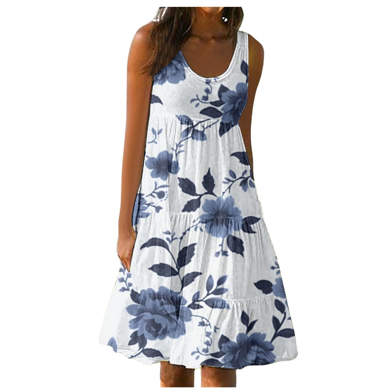 SUPTTING Vestidos Verano Mujer 2024 Elegantes sin Hombros Vestidos Mujer Casual Midi Verano Vestidos Playa Corta Vintage Casuales Vacaciones