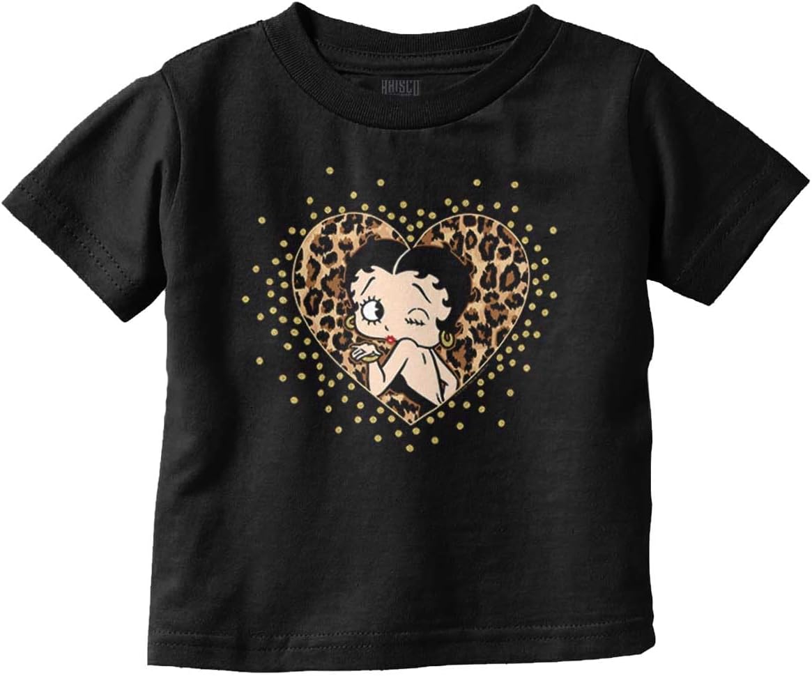 Betty Boop Cheetah Print Heart Toddler Baby Girl T Shirt