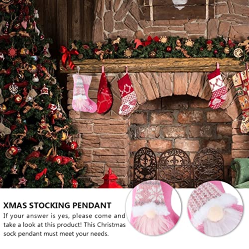 Amosfun Meia de gnomo de Natal rosa, 2 peças meias de gnomo sueco de Papai Noel escandinavo tomte pa
