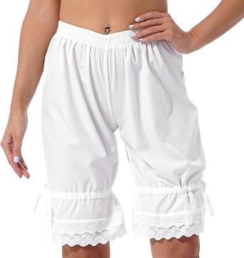 Womens Lolita Bloomers Shorts Maid Pumpkin Pants Pantaloons Ruffle Lace Trim Pettipants