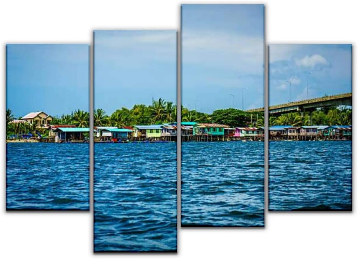 4 Panel Canvas Pictures sea gypsy village sea gypsys and pictures Home Decor Gifts Canvas Wall Art for your Living Room