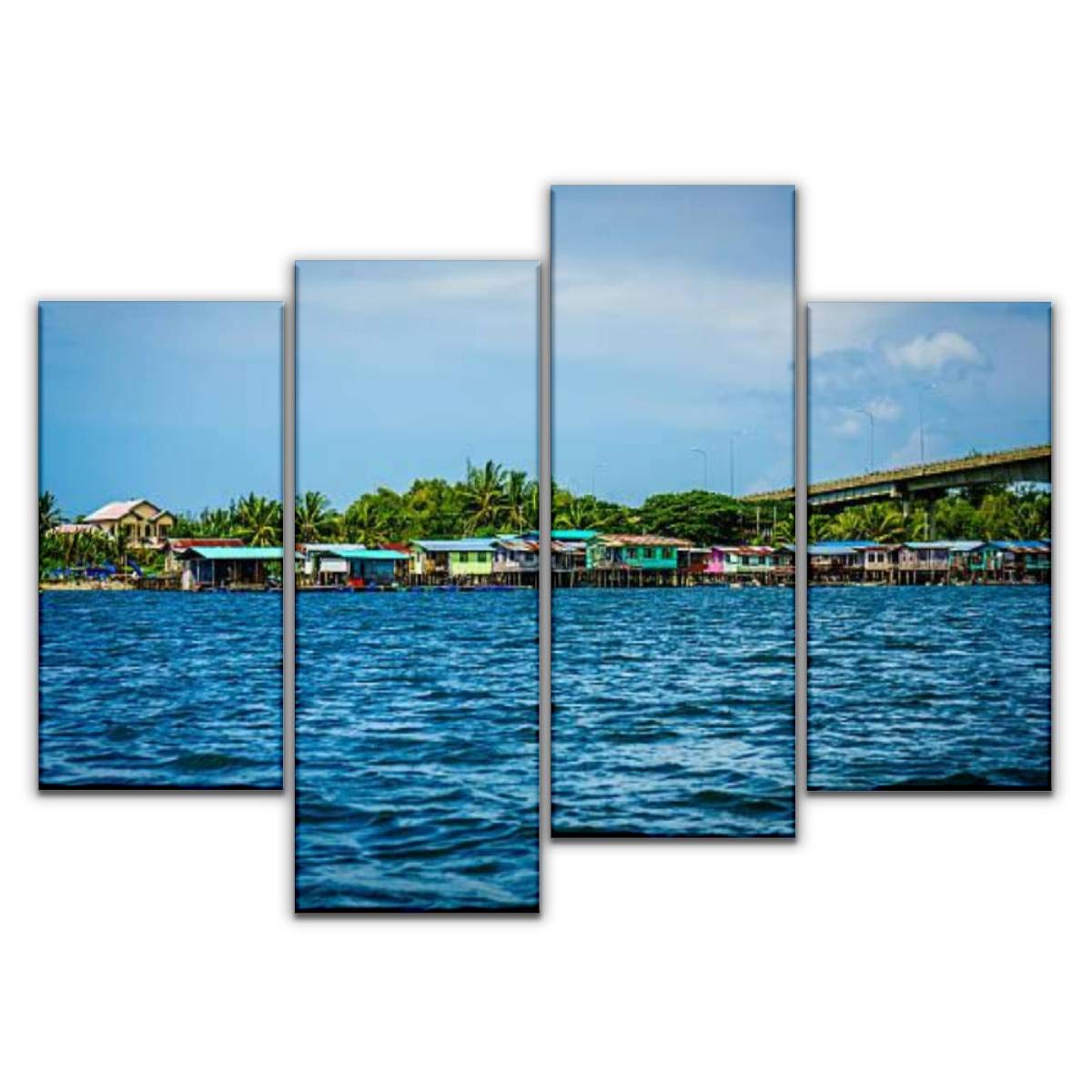 4 Panel Canvas Pictures sea gypsy village sea gypsys and pictures Home Decor Gifts Canvas Wall Art for your Living Room