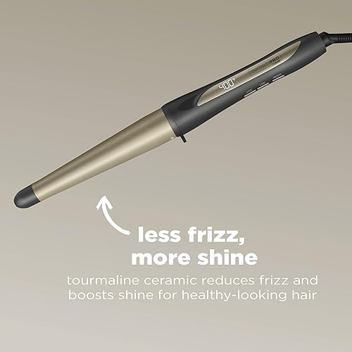 Miniatura 2 de INFINITIPRO BY CONAIR - Rizador de pelo de cerámica con turmalina de 1.25 pulgadas a 1.9 centímetros, varilla cónica produce ondas de playa