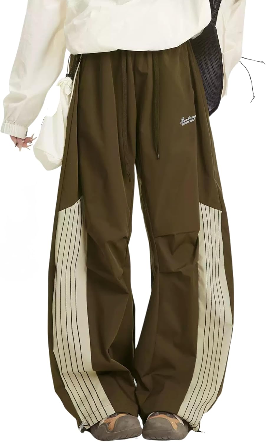 Vamtac Striped Track Pants Women Baggy Sweatpants Casual Parachute Wide Leg Cargo Pants Y2k with Drawstring - Image 4