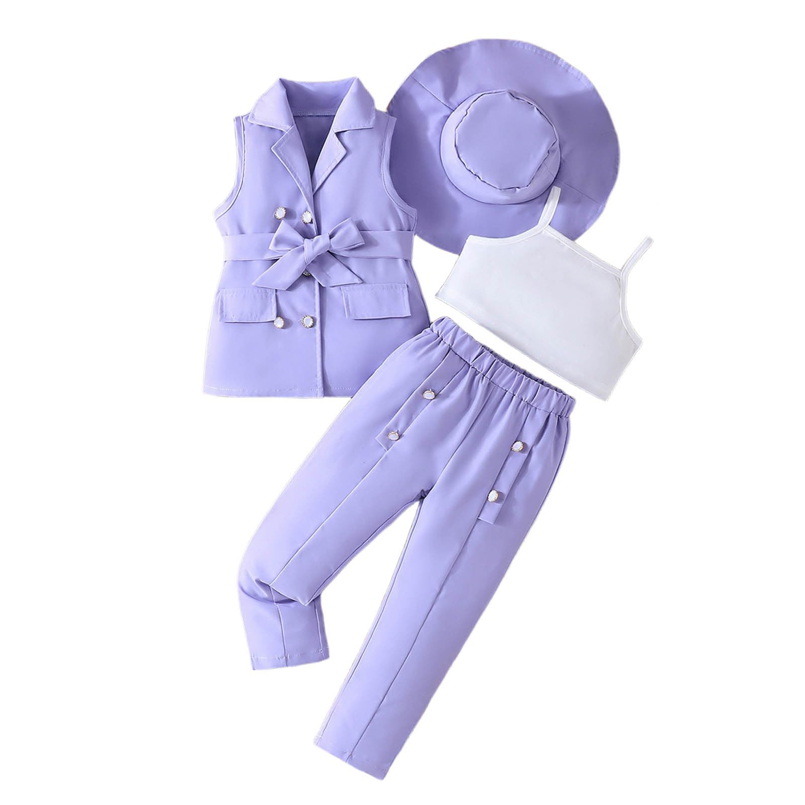 Conjunto elegante para niñas con pantalones largos Genérico 2027 de alta sastrería infantil 6