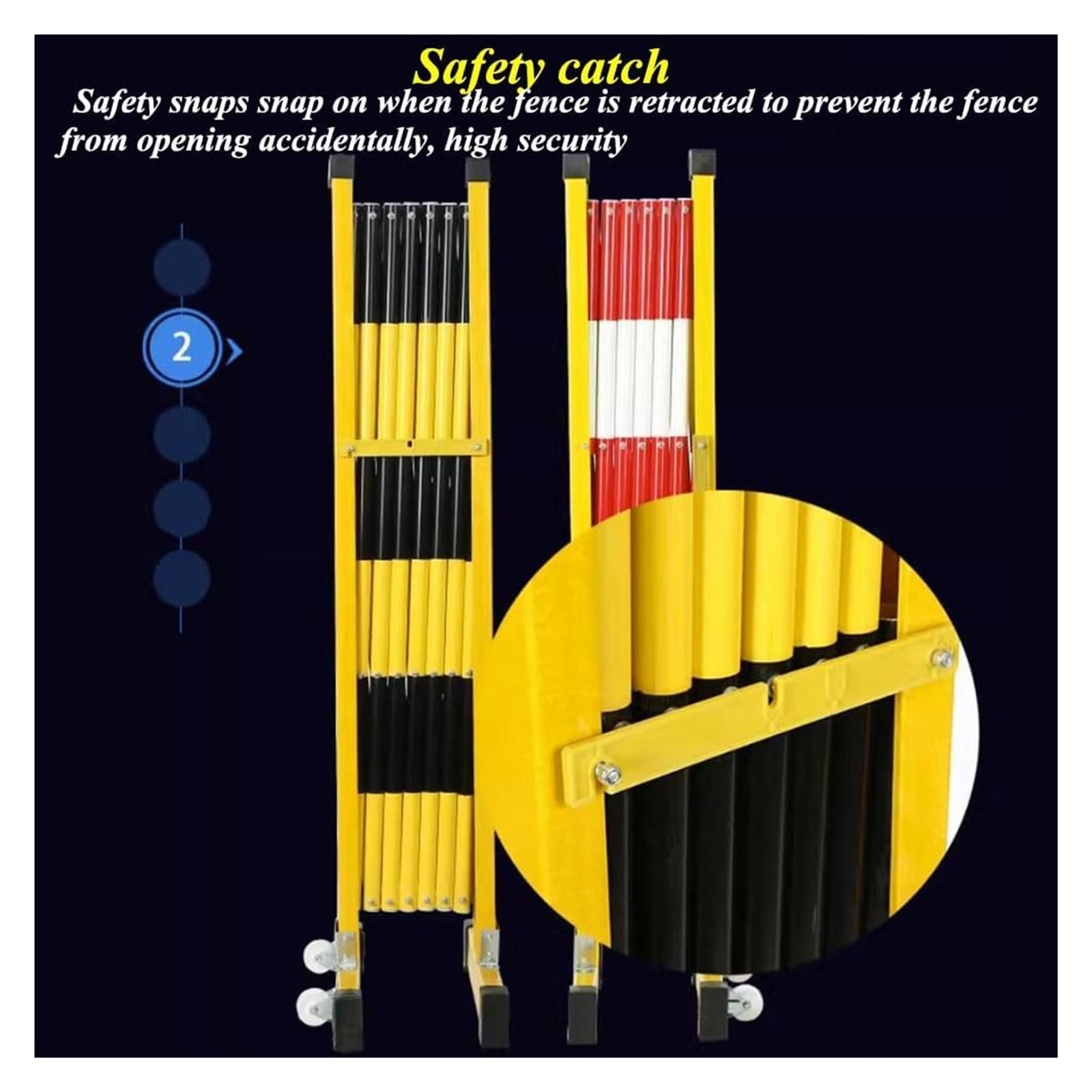 Barrière métallique Extensible à roulettes, barrière de sécurité Mobile pour la signalisation routière et de Chantier en extérieur