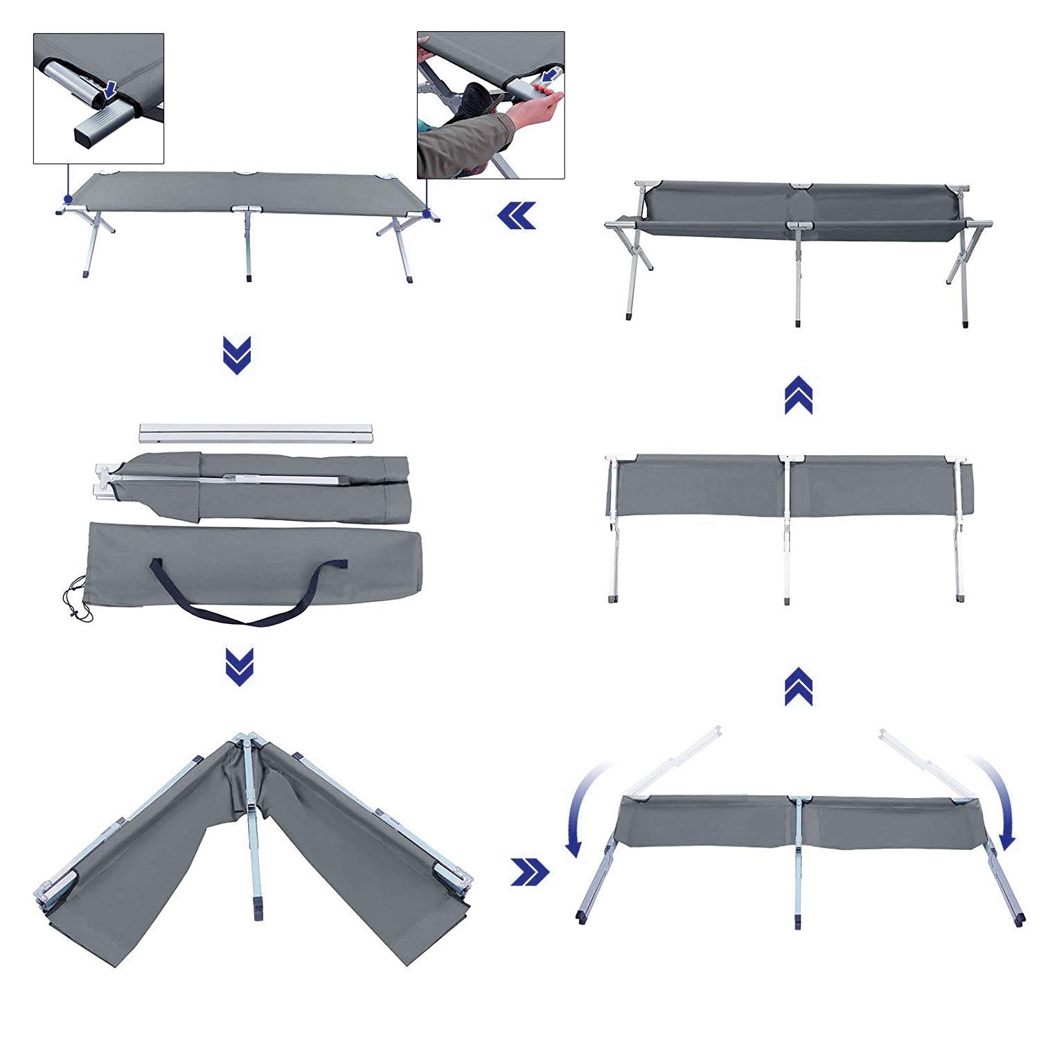 SONGMICS camping bed camp bed TÜV Rheinland Max. Static load 260 kg 206 x 45 x 75 cm GCB25L