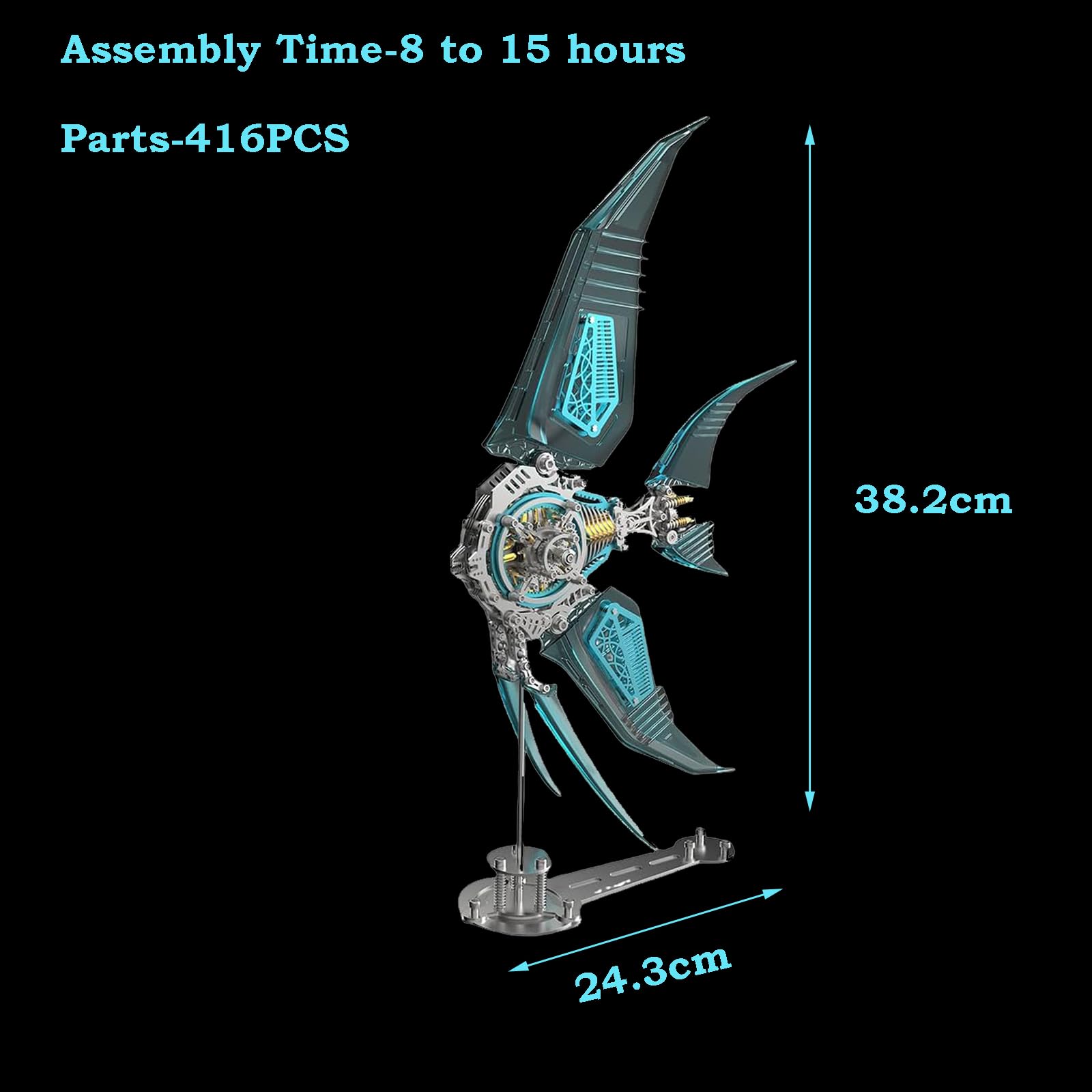 3D Fisch Metal Puzzle Erwachsene mit Licht, Bunte 3D Metall Modellbausatz mit Werkzeug, 3D Puzzle Metall Mechanisch,Desktop Ornament Spielzeug, Geschenke für Erwachsene
