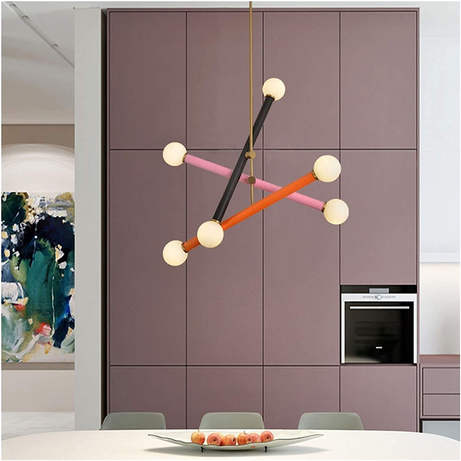 Lustres en verre suspendus style épuré pour une chambre à coucher chic