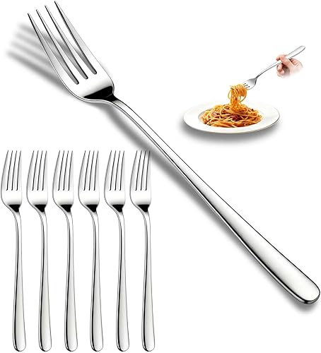 Tenedores de cocina de acero inoxidable 1810 de alta calidad, juego de 6 piezas, tenedores de cubiertos de diseño clásico y moderno, aptos para