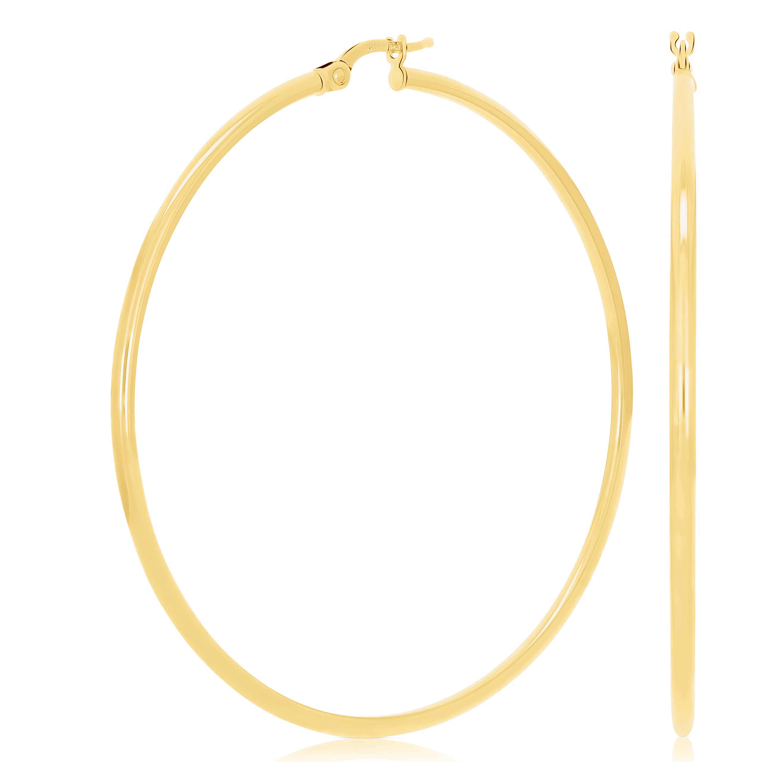 Italian 14k Yellow Gold High Polished Round Hoop Earrings