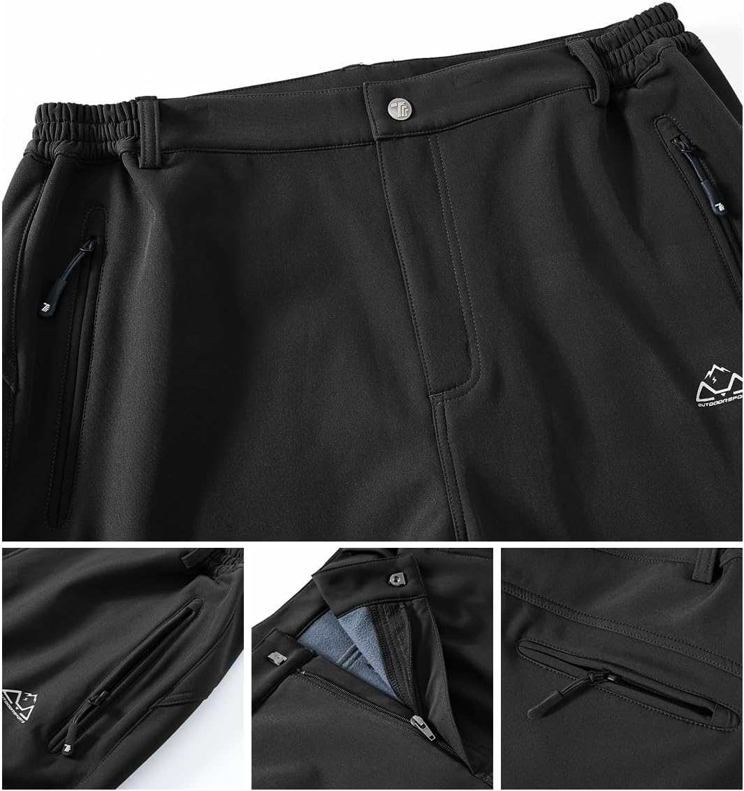 Gopune Men's Snow Ski Waterproof Softshell Pants Outdoor Windproof Warm Hiking Insulated Pants - Image 6