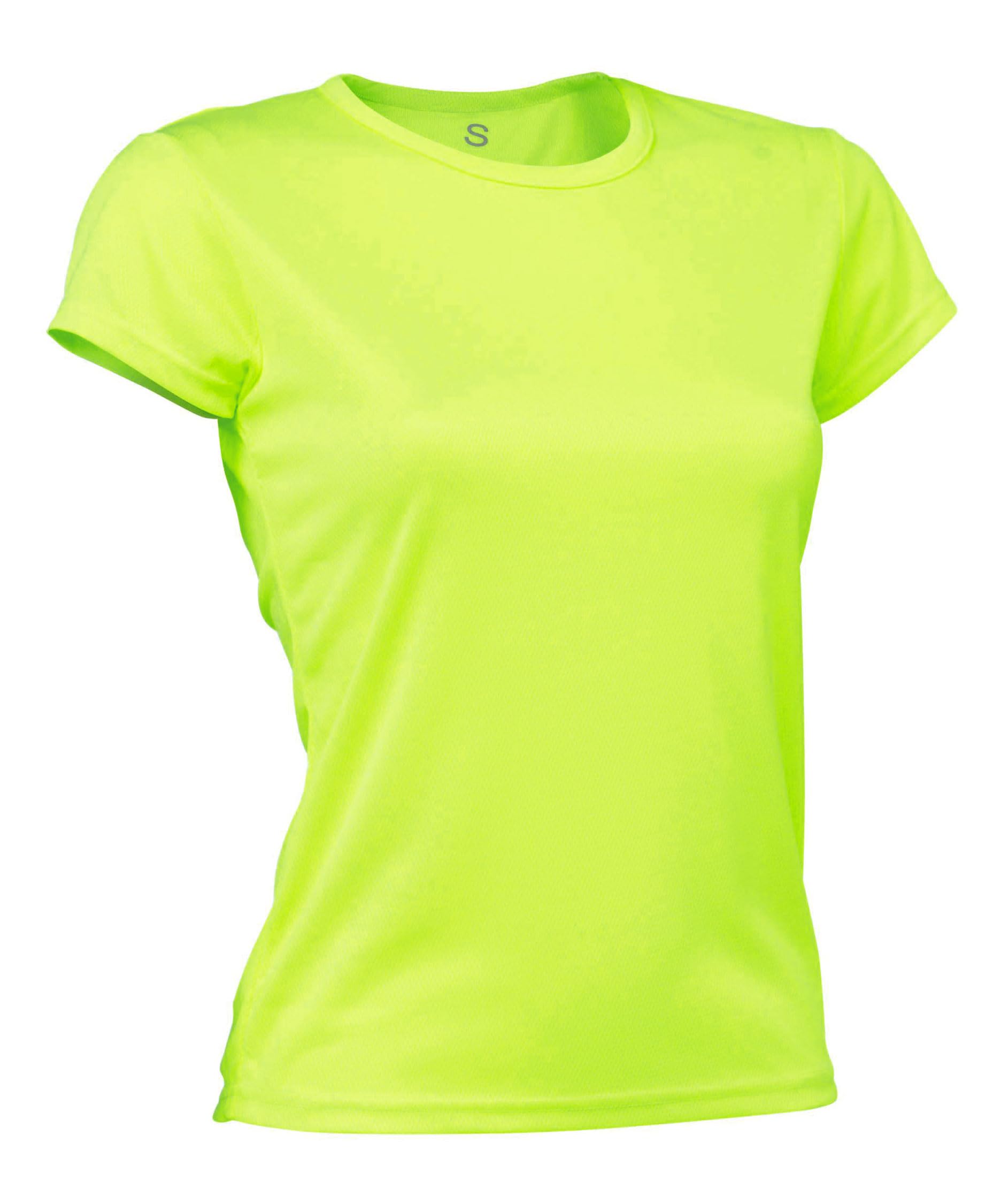 Asioka 356/16 Women’s Technical Short Sleeve T-shirt for Women, 356/16 AMARILLO FLUOR XL, fluorescent yellow, XL