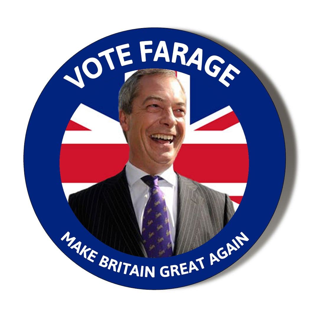 Gift Insanity White Nigel Farage Laughing Brexit 45Mm Fridge Magnet