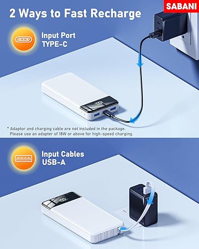 Miniatura 6 de SABANI Cargador portátil de 35000 mAh, batería portátil con 4 cables integrados, batería de carga rápida de 22.5 W, compatible con iPhone 16, 15,