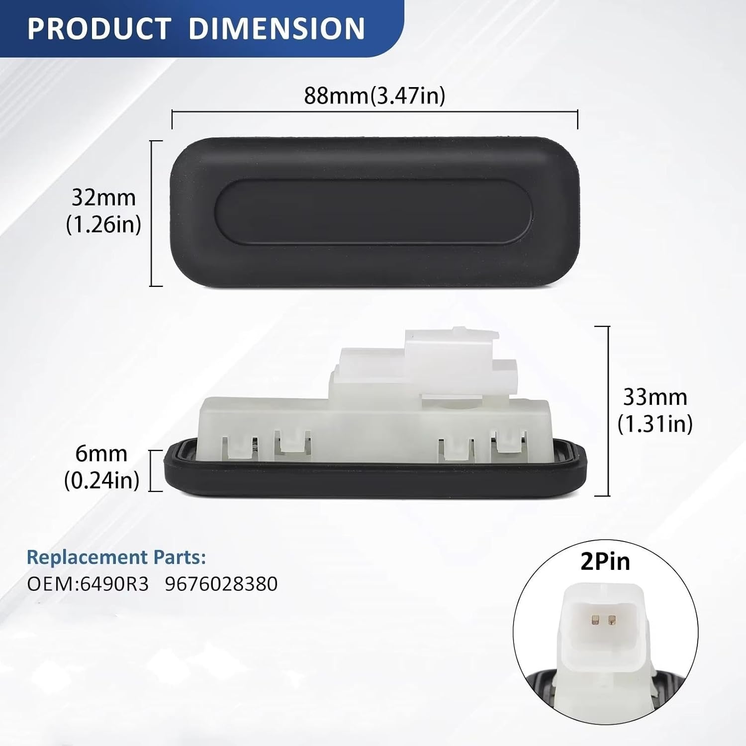 Rear Trunk Door Switch Compatible with Peugeot for 1007 2004 2005 2006 2007 2008 2009 Car Tailgate Boot Rear Trunk Lock Release Switch 9676028380 6490R3