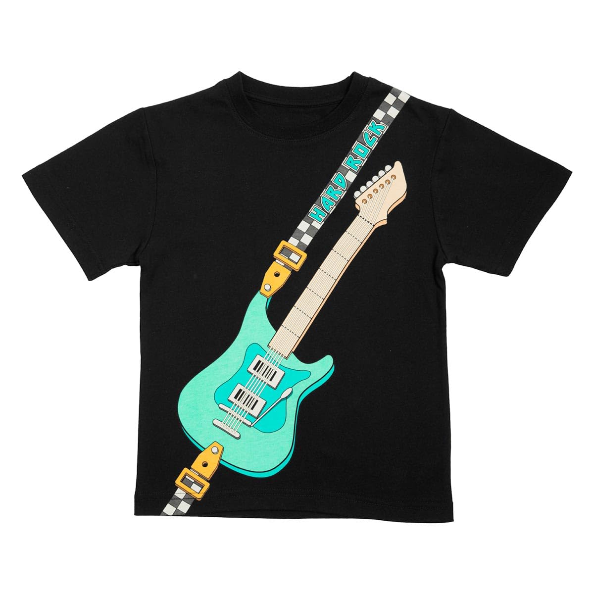 Hard Rock Youth Kids Unisex Guitar Shoulder Strap Design T-Shirt Tee Black