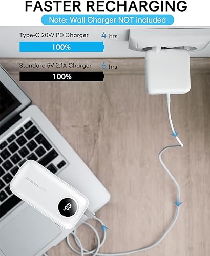 Miniatura 5 de Ayeway Cargador portátil de 10000 mAh, cargador de batería externa para teléfono con 2 cables integrados, USB C PD de 20 W, carga rápida, paquete de