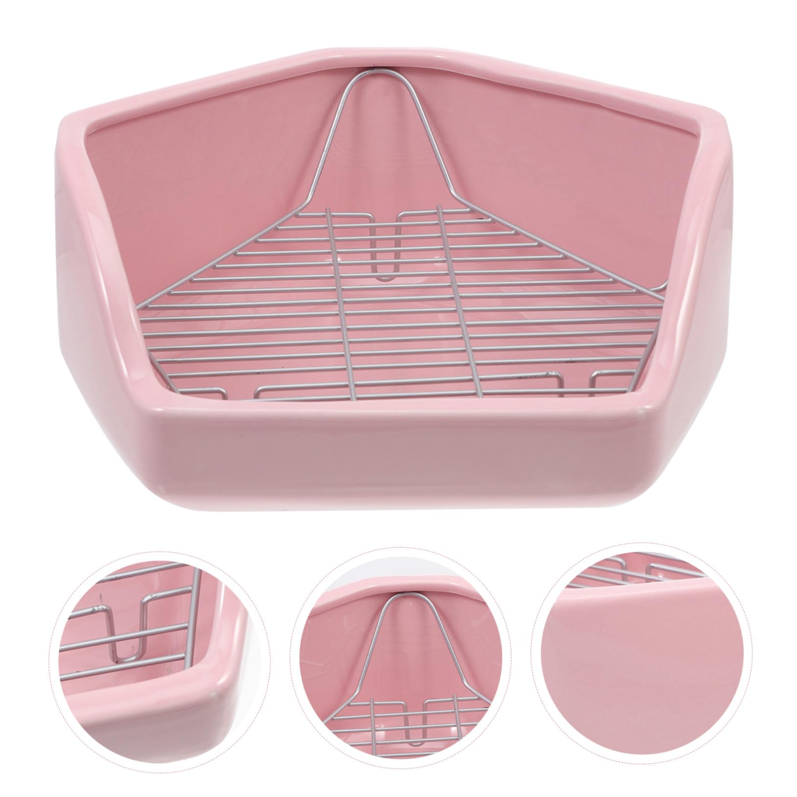 Orinal para Mascotas Antivuelco de Cerámica Extra Grande Baño Pentagonal para Conejos Cobayas y Hámsters Accesorio Higiénico para Pequeños Animales Fácil de Limpiar y Seguro