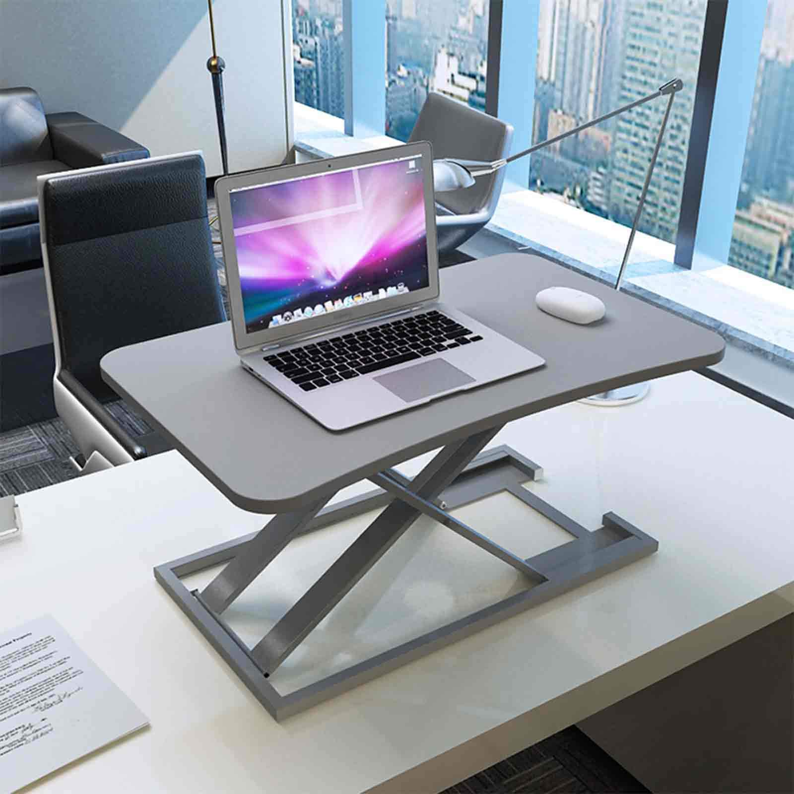 AIZYR Accueil Convertisseur De Bureau Debout, Riser Ergonomique X-Frame Réglable en Hauteur Poste De Travail Assis Debout pour Moniteur Et Ordinateur Portable,Gris