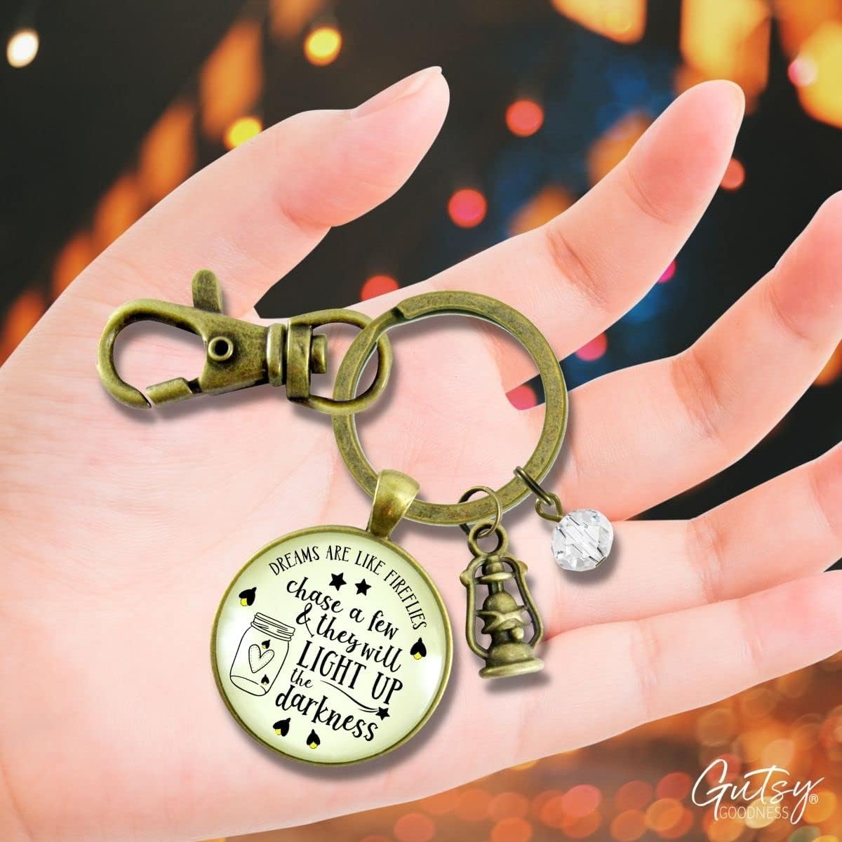 Gutsy Goodness Southern Theme Keychain Handmade Sentimental Message Jewelry Key Ring Fob Purse Clip, Gift Box