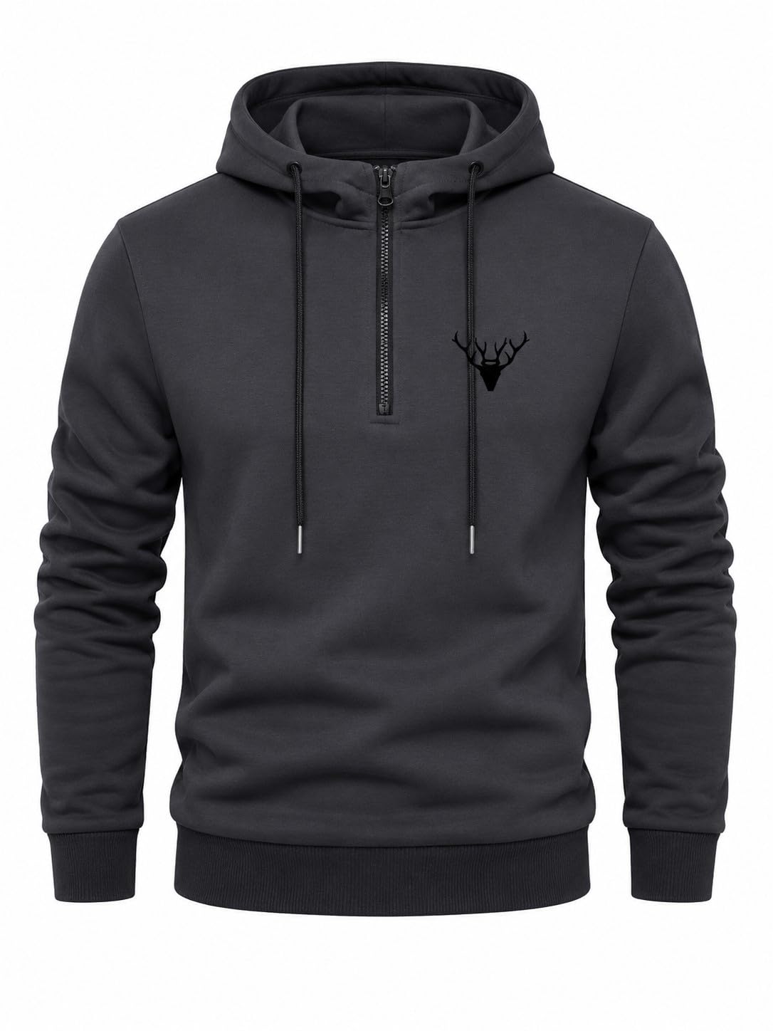 Men Fleece Sweatshirt Grey Winter Warm Casual Pullover Long Sleeve Comfortable Regular Fit Apparel-picture-37