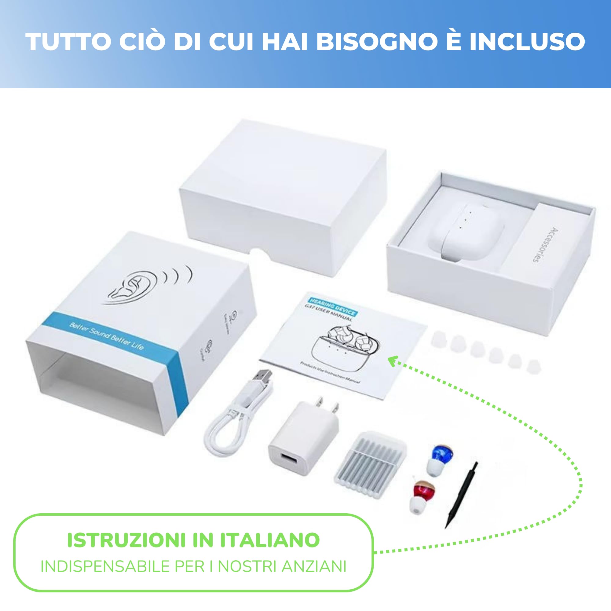 Dispositivo Acustico Ricaricabile | Amplificatore Suono Personale CIC