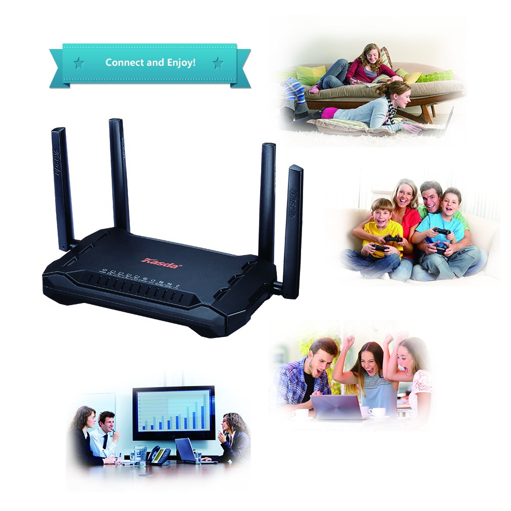 AC1200 Routeur Wi-Fi Gigabit double bande sans fil longue portée avec antenne 5 dBi à gain élevé - Installation facile via smartphone (KW6516)
