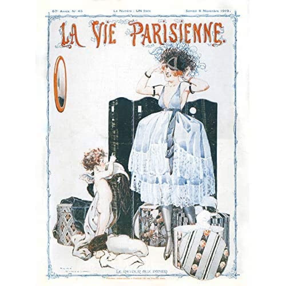 Artery8 La Vie Parisienne Trying On Hats Cherub Magazine Cover Art Print Canvas Premium Wall Decor Poster Mural