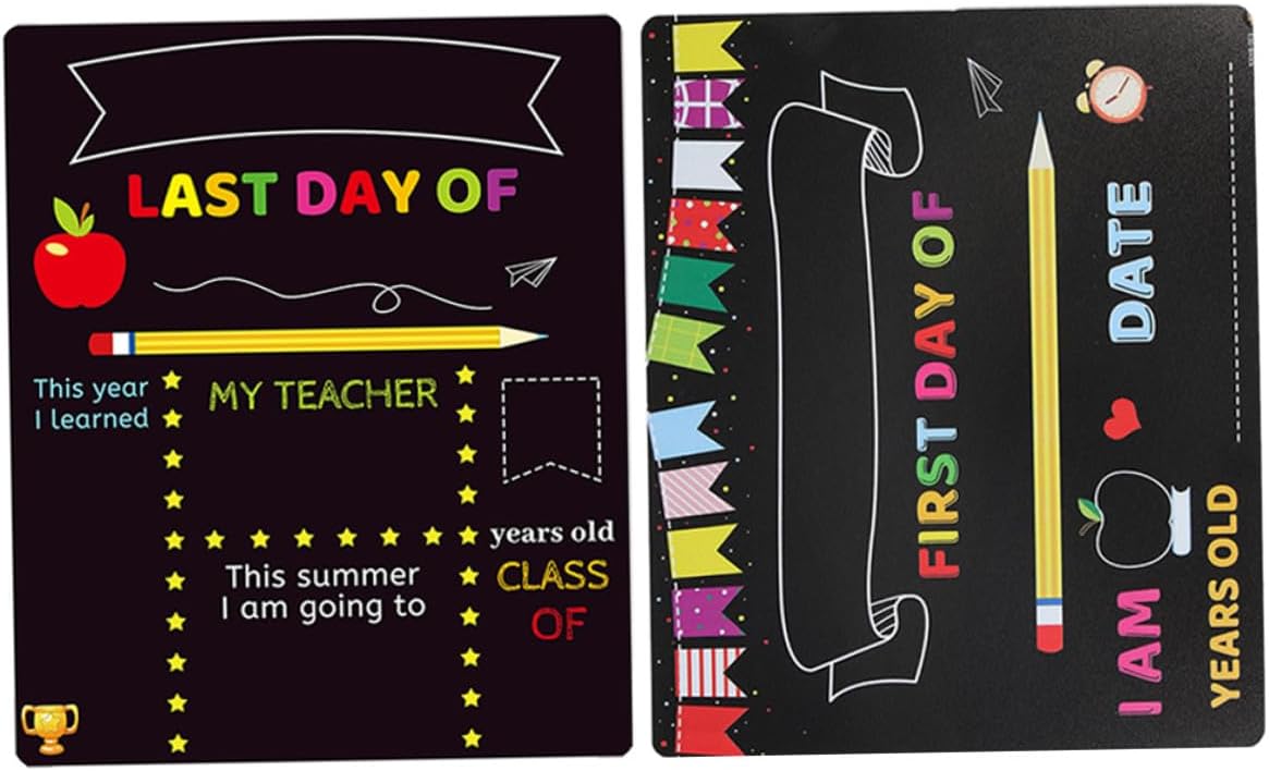 BESPORTBLE 2pcs Kindergarten Chalk Board and School Sign Chalkboard for PVC Erasable Message Board Preschool Writing Set for Classroom and Photo Prop