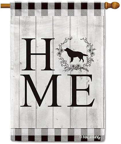 Vista 40 de Bandera de jardín para el hogar, silueta de perro, Chow Chow, búfalo, a cuadros, primavera y verano, para decoración del hogar, 12.5 x 18 pulgadas