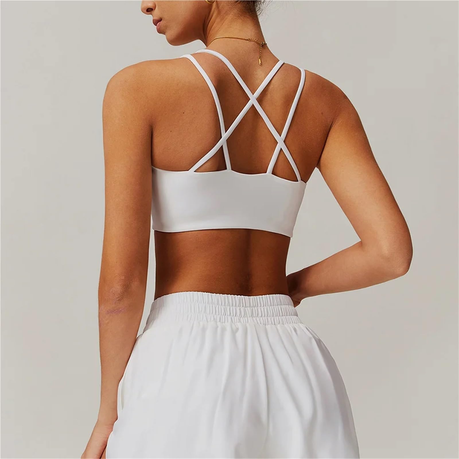 Sujetador Deportivo Mujer Bralette con Tirantes Cruzados en la Espalda y Soporte Alto for Yoga, Correr, Fitness, Gimnasio, Acolchado