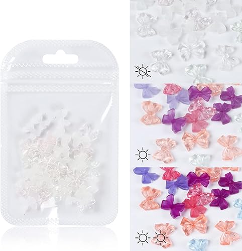 Miniatura 2 de 40 dijes de lentejuelas para uñas con lazo, mariposa 3D, nudo de lazo, arte de uñas, diamantes de imitación, accesorios de uñas acrílicos coloridos