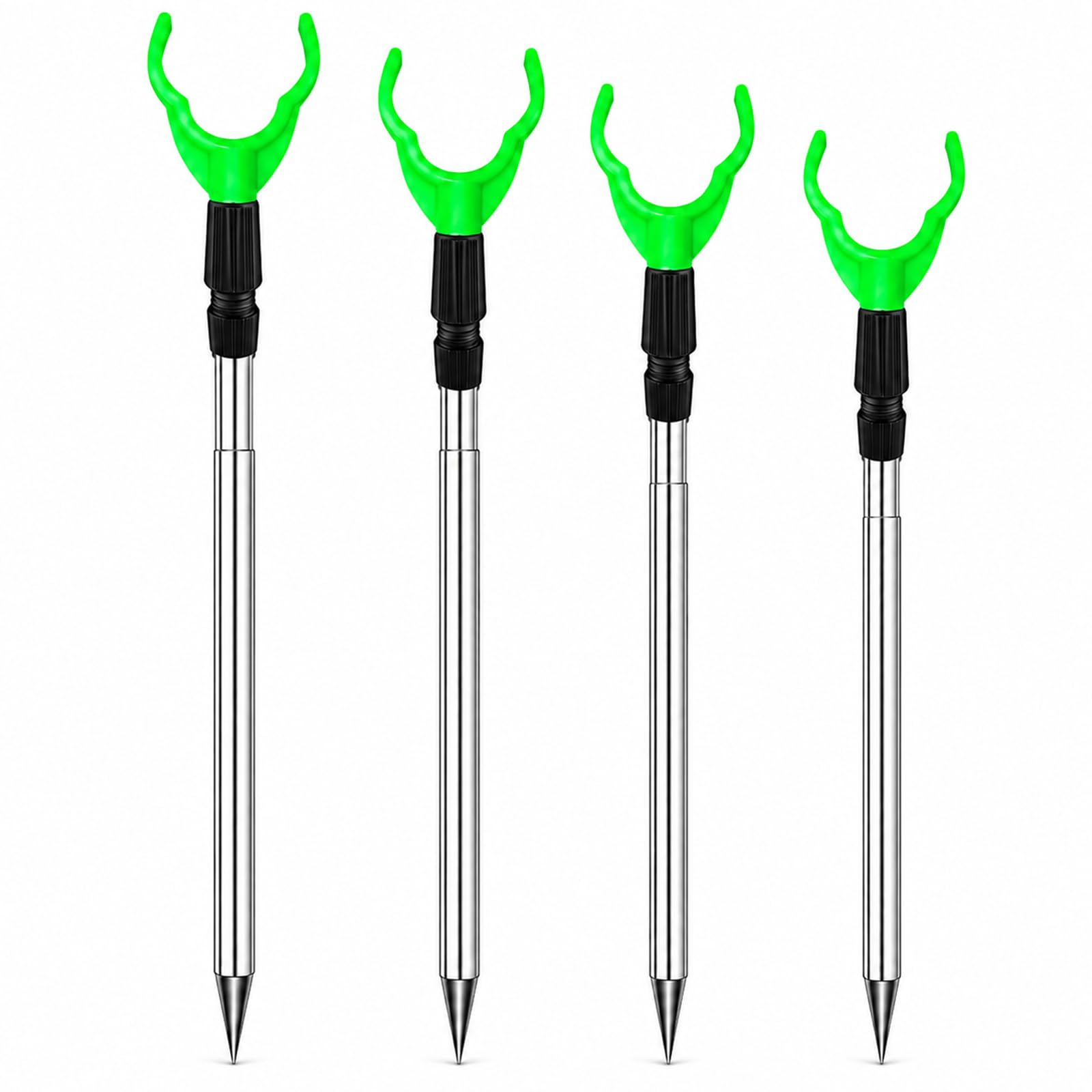 Rod Holder Set, 4Pcs Adjustable Bank Stick Rod Rest Stand, Aluminium Alloy Fishing Support for Ground Shore Boat Rivers Sea Lake, Beginner Anglers