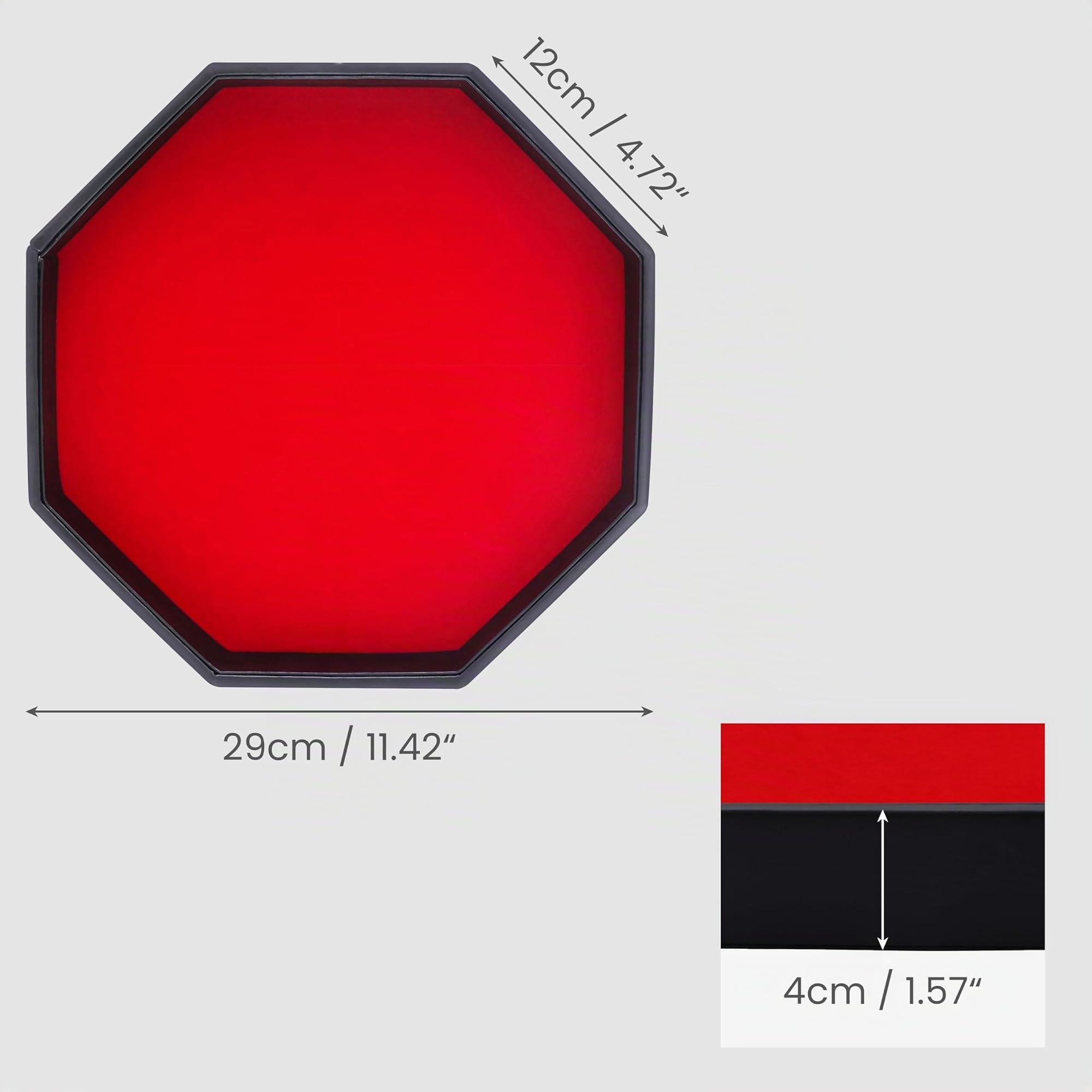 BELLE VOUS Piste de Dés Octogone en Simili Cuir Noir et Velours Rouge - Plateau Jeu de Dés pour Les Jeux de Table comme Les RPG et Les DND/D&D - Plateau Fourre-Tout pour Bijoux