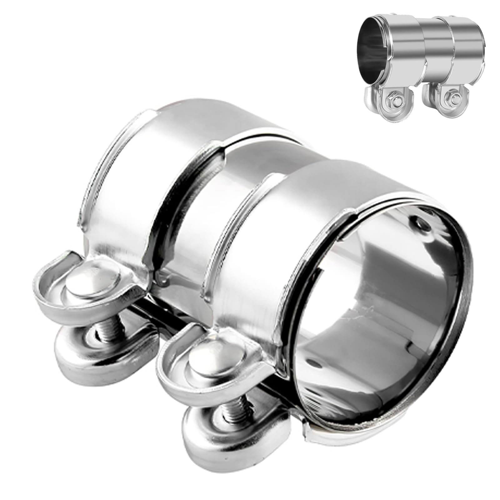Auspuffschelle, 65 x 95mm Reparaturschelle, Edelstahl Doppelschelle, Auspuff Schellen Klemmen mit Doppelschelle, Auspuff Schelle Rohrverbinder, für Steckverbinder, Kraftfahrzeuge