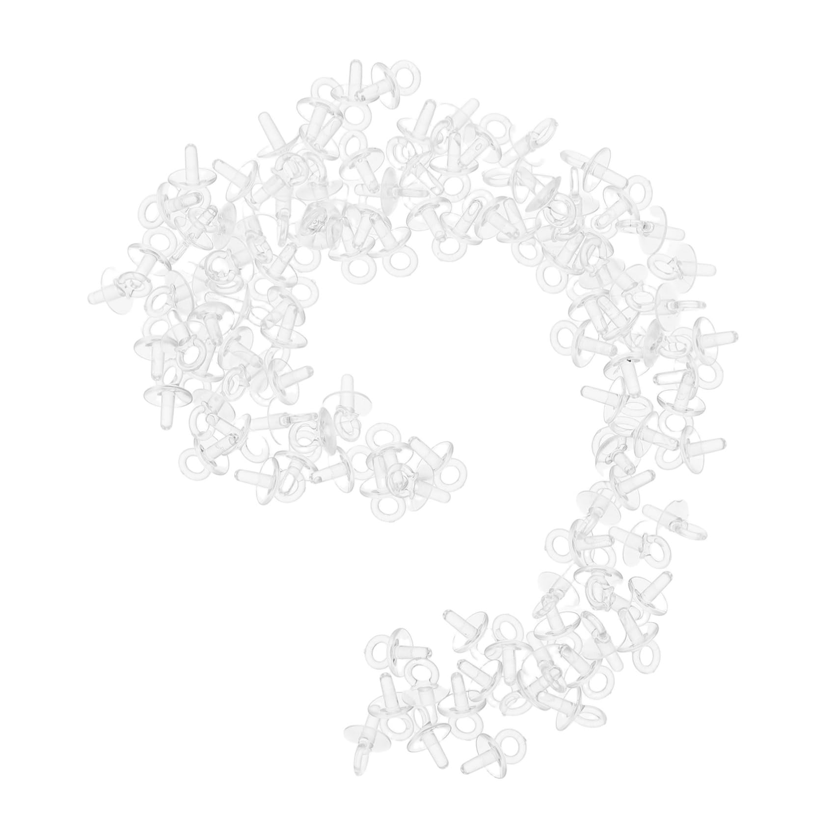 Beatifufu 100pcs Transparent Eye Pins for Jewelry Making Pearl Pendant Holders Universal Cup Bail Pins for Half Drilled Beads DIY Craft Supplies for Necklaces and Bracelets