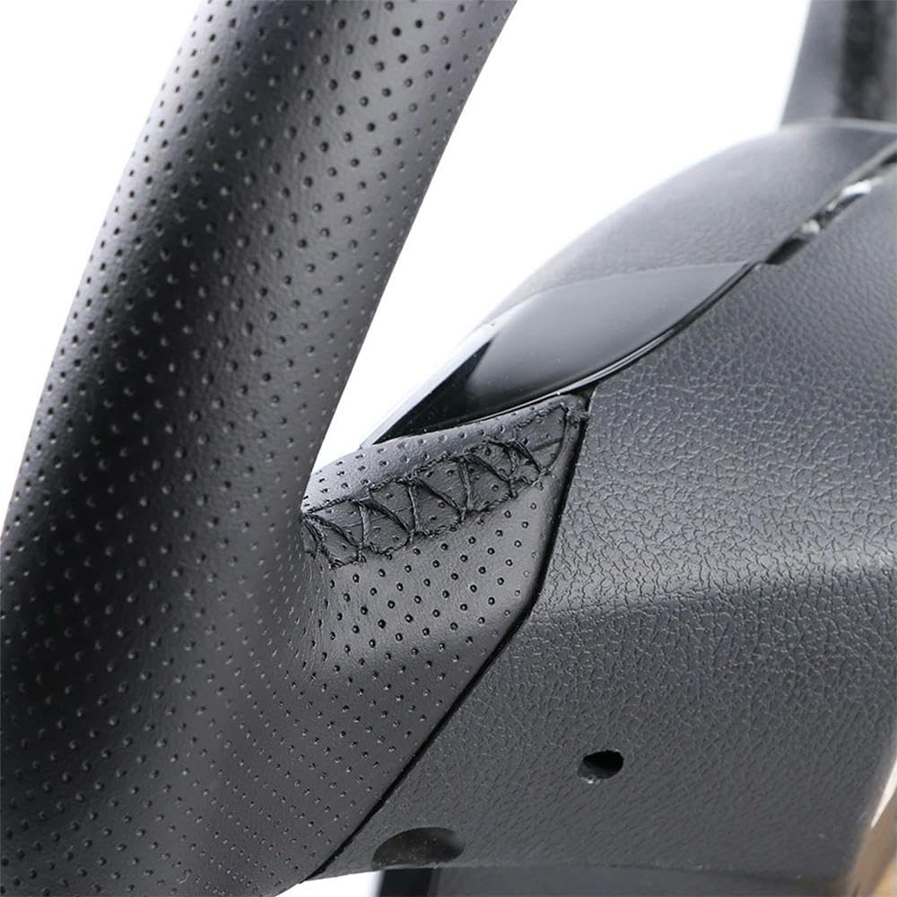 Funda de Volante de Cuero Negro Cosida a Mano para BMW Serie 3 E46 (2000-2006) y Serie 5 E39 (2000-2003). Funda de Microfibra Transpirable para Volante.