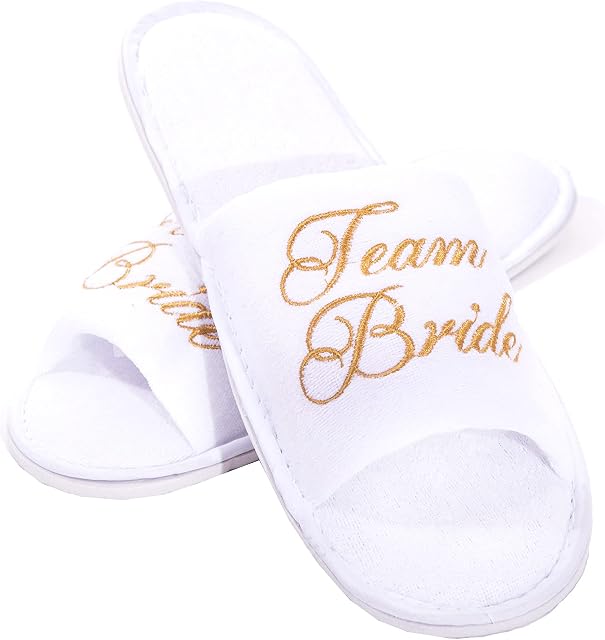 Alandra Gifts Slip Team Bride Spa Slipper, Unisex-Adult, One Size, White