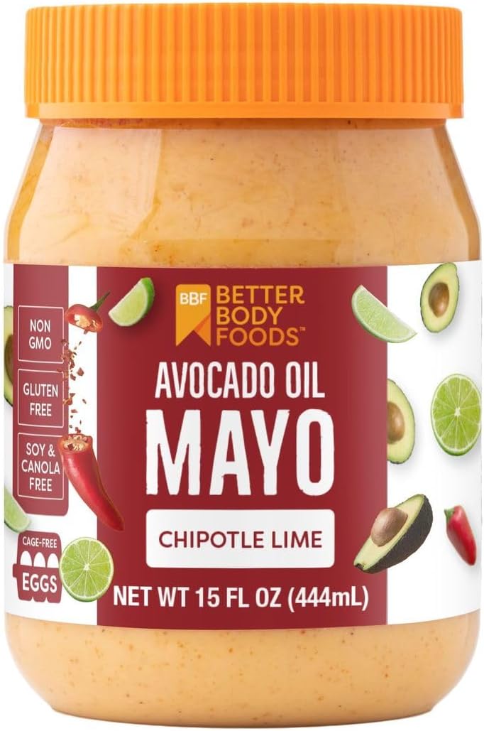 BetterBody Foods Avocado Oil Mayonnaise with Chipotle Lime, Spicy Mayo Spread Made with Cage-Free Eggs, Paleo (15 Ounces)
