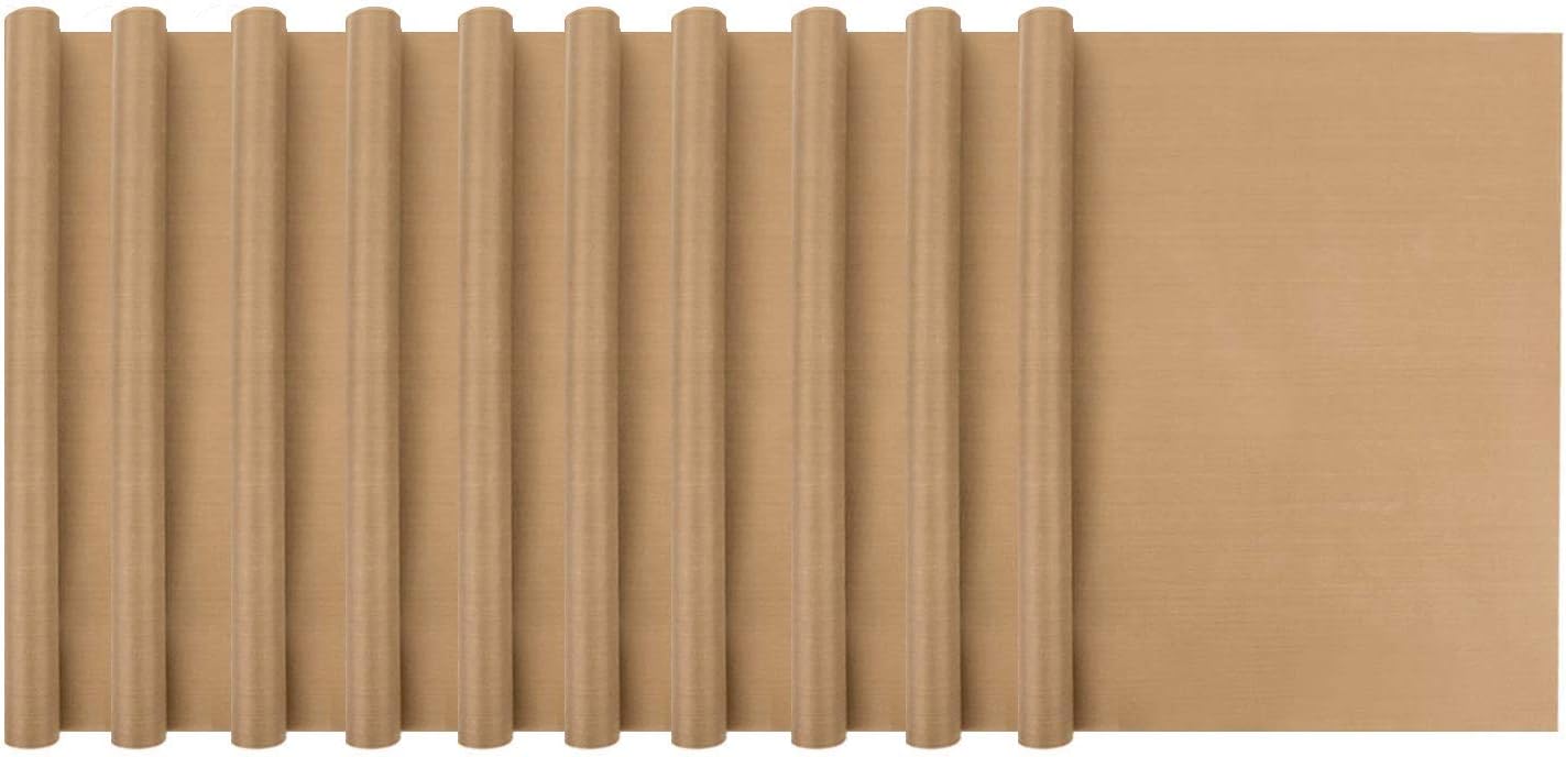 Cutequeen 16" x 24" Teflon Sheet Heat Press Resistant Transfers Non-Stick Baking Mats (10pcs, Coffee)